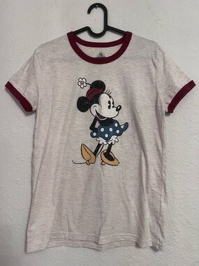 Disney Minnie Mouse Ringer Tee - Cream with Burgundy Trim